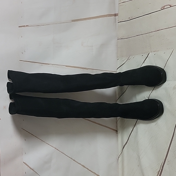 Stuart Weitzman Black Lowland Suede Over The Knee Boots Size 7.5 - Picture 2 of 5